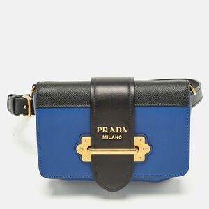 Prada Cahier Royal Blue/black Leather Convertible Belt Bag